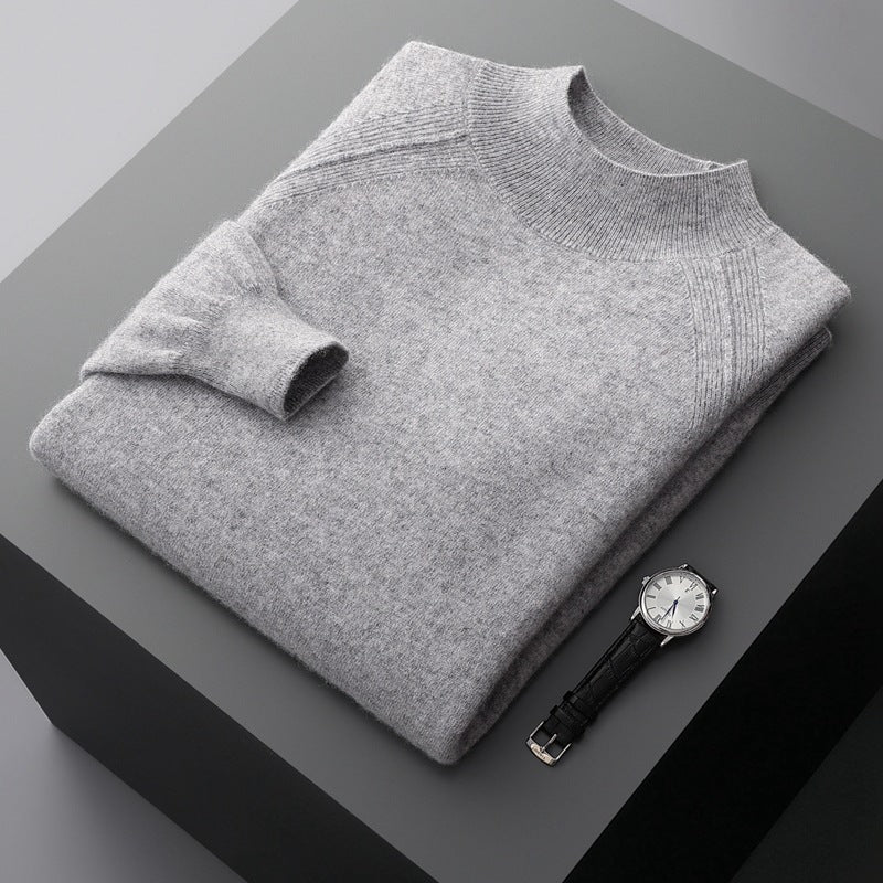 Half Turtleneck Cashmere Knitted Raglan Sleeve Sweater