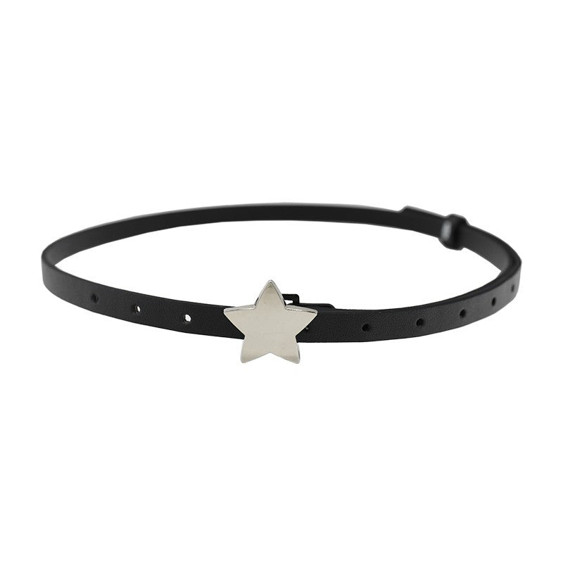Womens Decorative Small Leather Fashionable Narrow Waist Belt