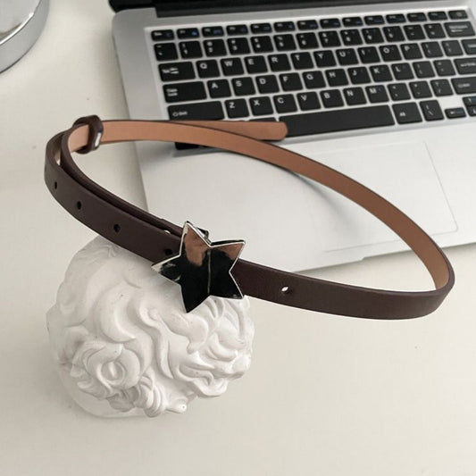 Womens Decorative Small Leather Fashionable Narrow Waist Belt