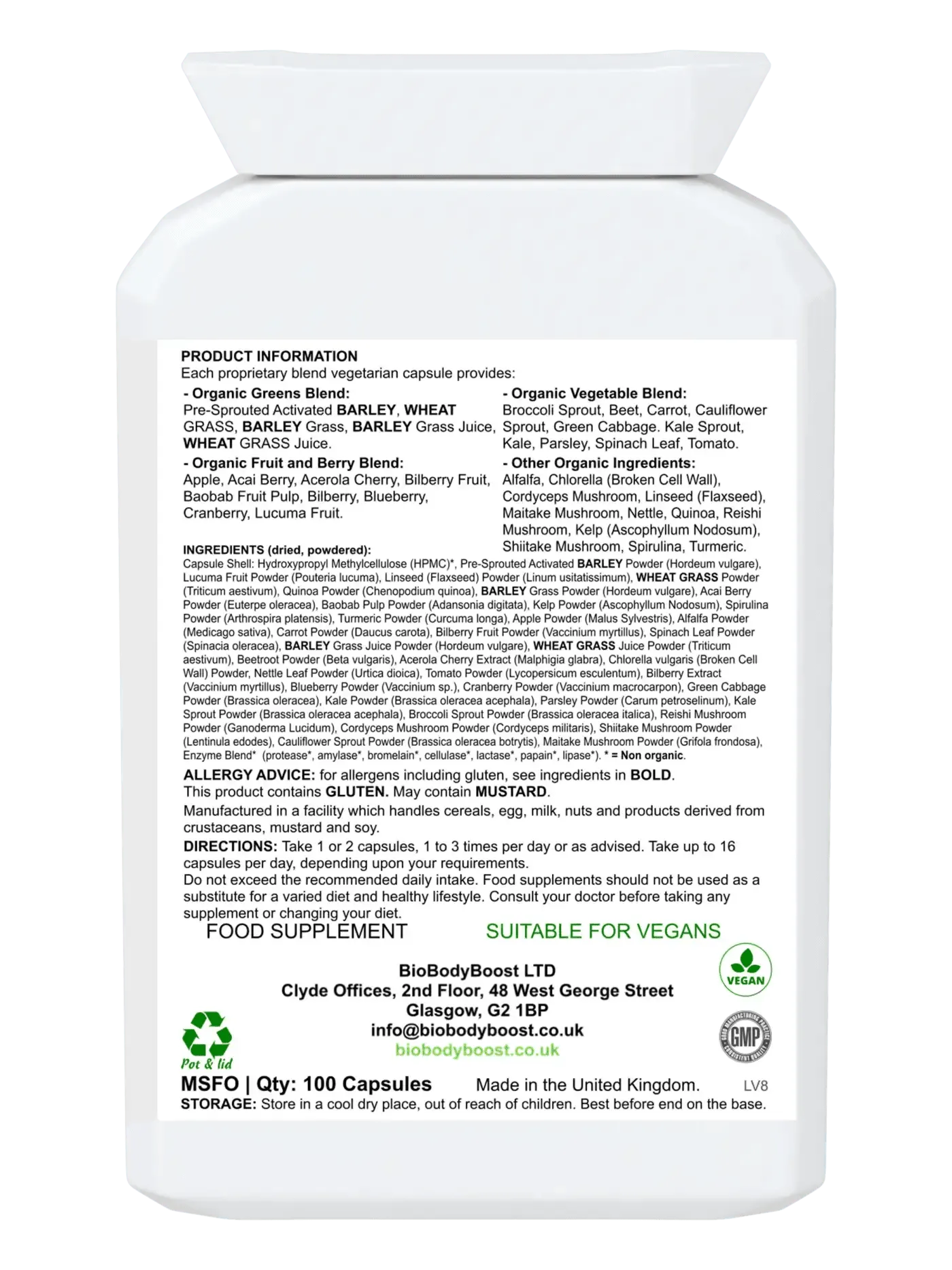 BioBodyBoost Organic Food Form Greens Supplements-1